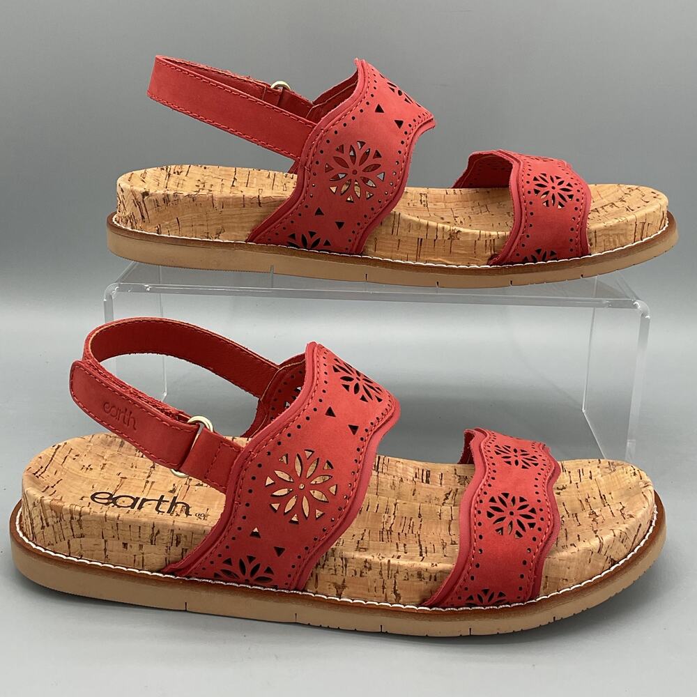 NEW earth Women’s Ferne Strappy Slingback Sandals Medium Red Size 8.5M